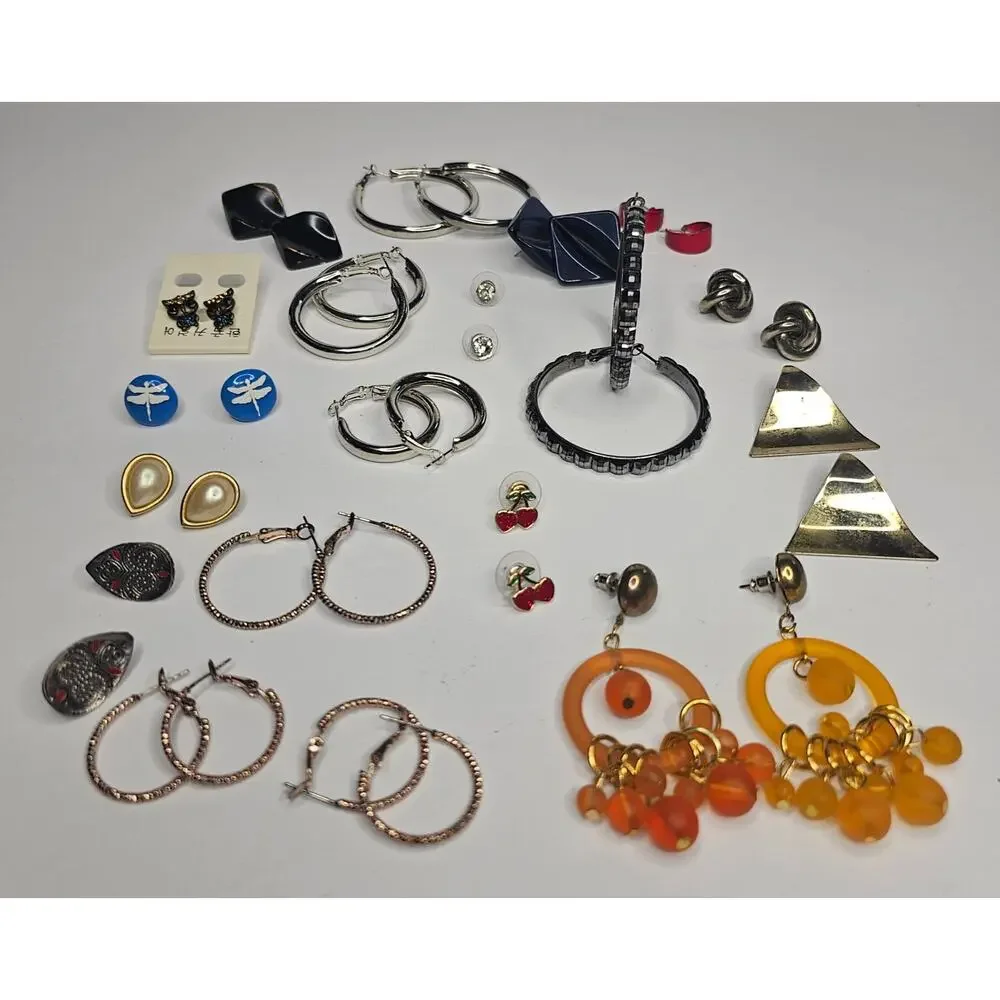EARRINGS Bundle 19 Pair Fashion JEWELRY Lot Hoop Stud Gift ReSale
